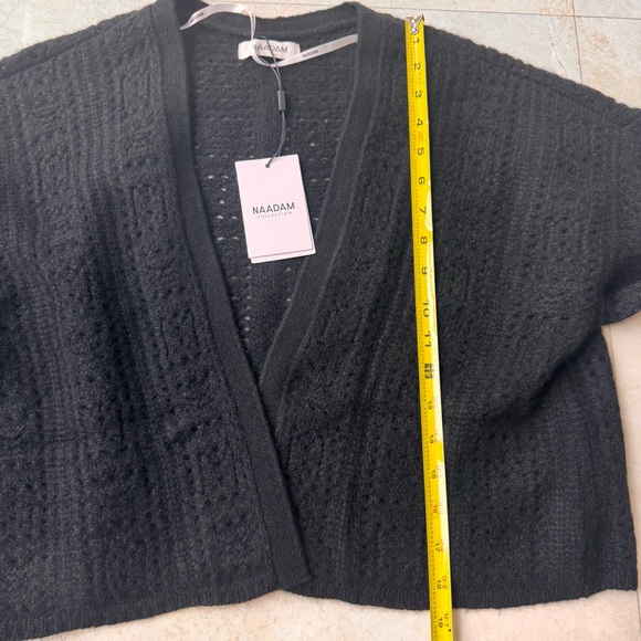 NAADAM Black Open-Front Cashmere Crochet Cardigan size M - Picture 6 of 8